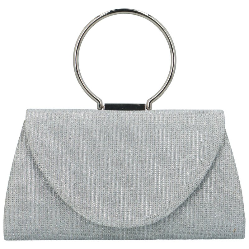 Stříbrná společenská kabelka s kovovým uchem